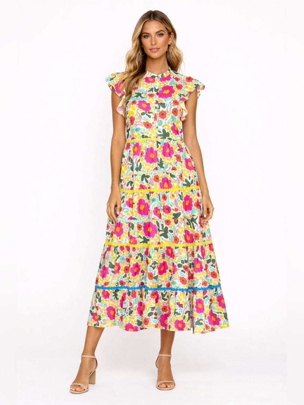 Crosby by Mollie Burch Pink Napa Maxi Dress In Monet's Garden Size XS